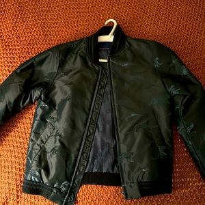 Scotch and Soda coat. Metallic green with jersey collar and trim